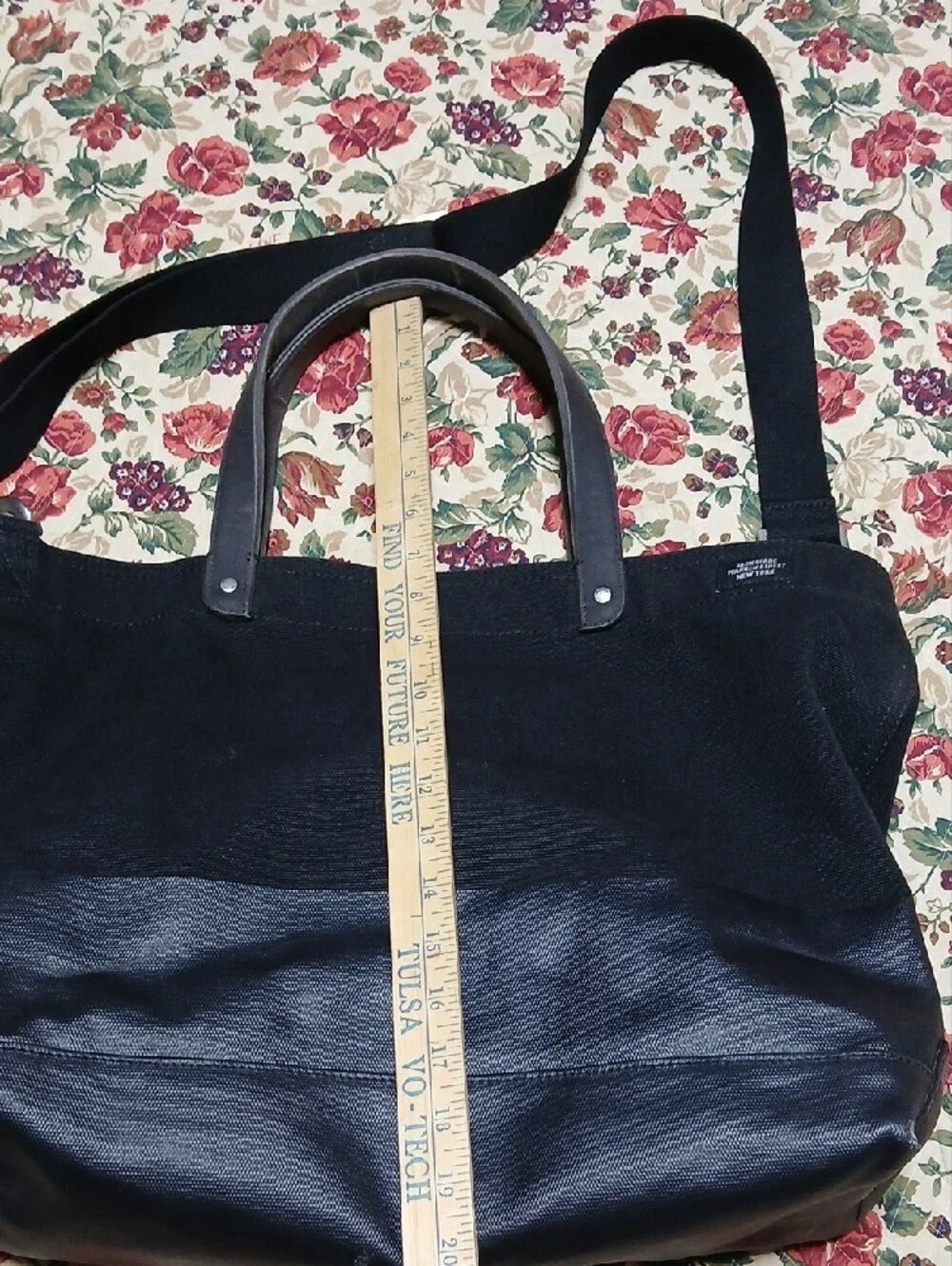 Jack Spade Warren Street Tote Bag Canvas with Black Leather Trim